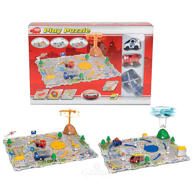 Игровое поле-пазл Строительный кран с машинками и аксессуарами 32*24 см DICKIE TOYS (Дики Тойс)