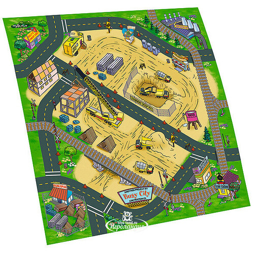 Игровой коврик Строительная площадка с машинкой и дорожными знаками 70*80 см DICKIE TOYS