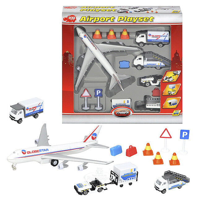 Набор Аэропорт с самолетом и машинками 13 предметов DICKIE TOYS (Дики Тойс)
