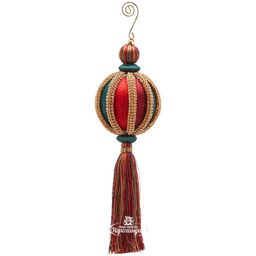 Елочный шар с Кисточкой Оллаэтель 28 см красно-зеленый, подвеска EDG