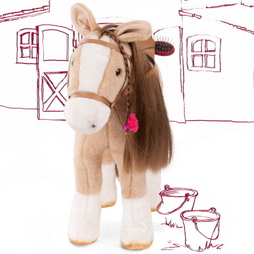 Лошадь бежевая для куклы Gotz 45-50 см, с расчёской и аксессуарами Gotz