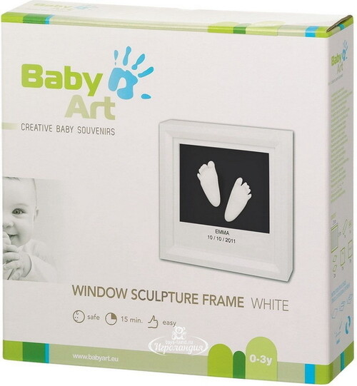 Рамочка Baby Art с объемными слепками Sculpture Frame, белая, 21*21 см Baby Art