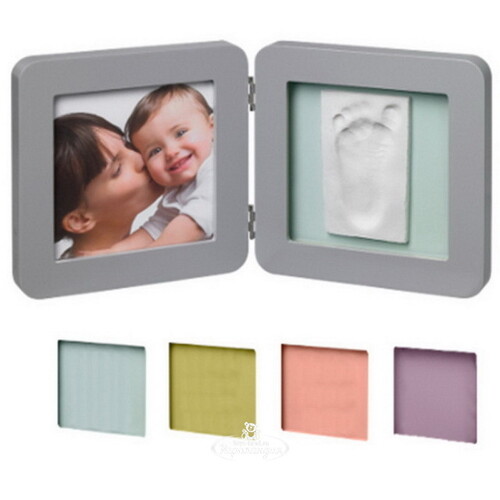 Рамочка двойная Baby Art Print Frame Модерн, серая, 4 цветных подложки, 35*17 см Baby Art