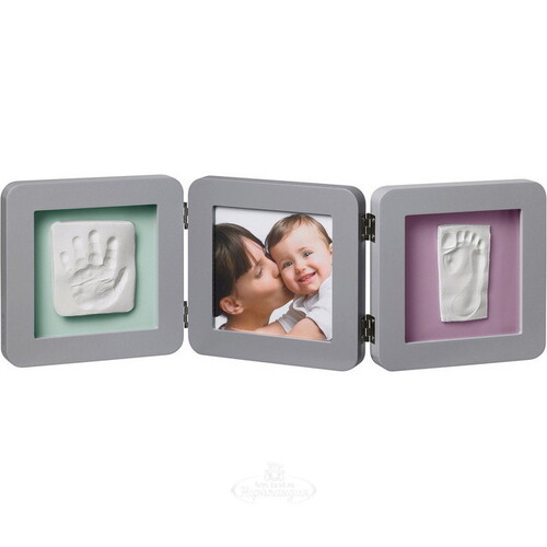 Рамочка тройная Baby Art Double Print Frame Модерн, серая, 4 цветных подложки, 53*17 см Baby Art