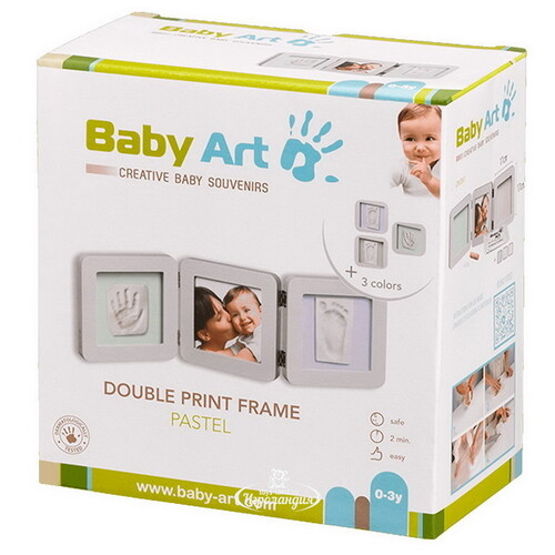 Рамочка тройная Baby Art Double Print Frame Модерн, серая, 4 цветных подложки, 53*17 см Baby Art
