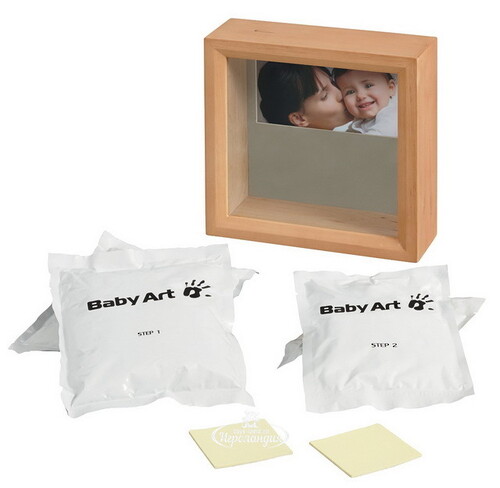 Рамочка Baby Art с объемными слепками и фото Sculpture Frame, светлое дерево, 22*22 см Baby Art