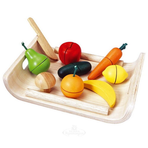 Игровой набор Режем Фрукты и Овощи с разделочной доской, дерево Plan Toys
