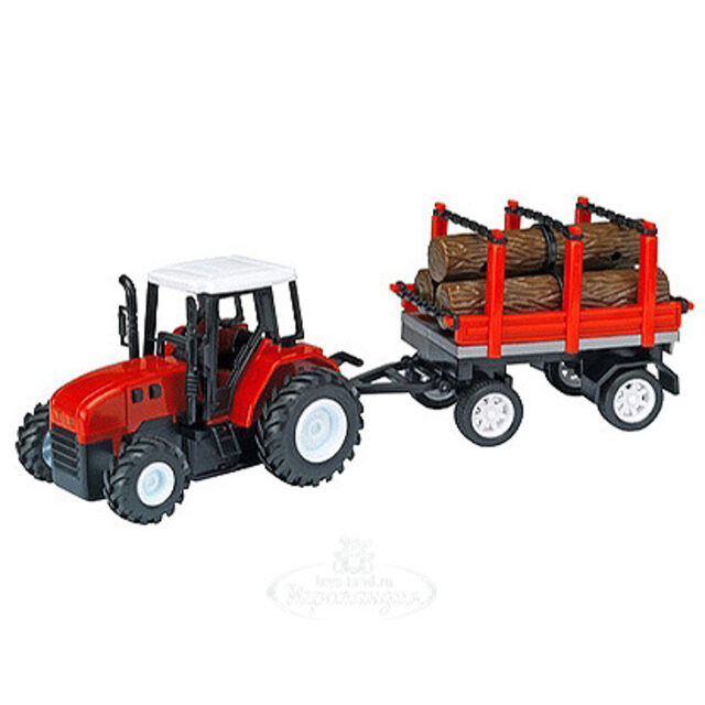 Трактор с прицепом и брёвнами 26 см свет звук фрикционный DICKIE TOYS