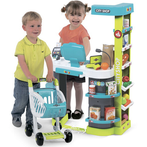 Детский супермаркет City Shop 86*60*32 см 42 предмета, свет, звук Smoby