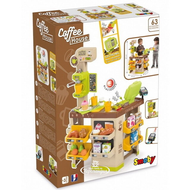 Игрушечный магазин Кофейня Coffee House 90 см, 63 предмета, со светом и звуком Smoby