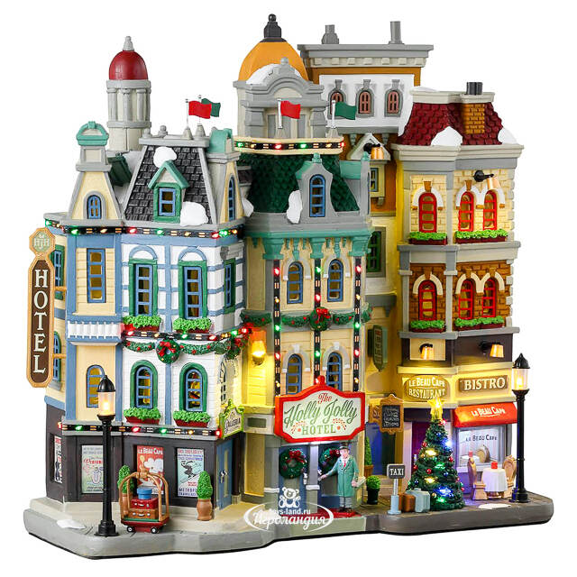 Фасад Отель The Holly Jolly 29*29 см, подсветка, на батарейках Lemax