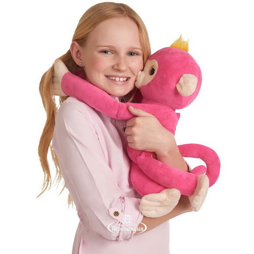 Интерактивная игрушка Обезьянка-обнимашка 41 см розовая Fingerlings