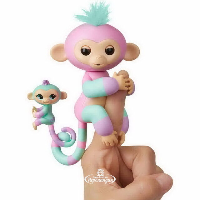 Интерактивная обезьянка Эшли с малышом Fingerlings Wowwee 12 см Fingerlings