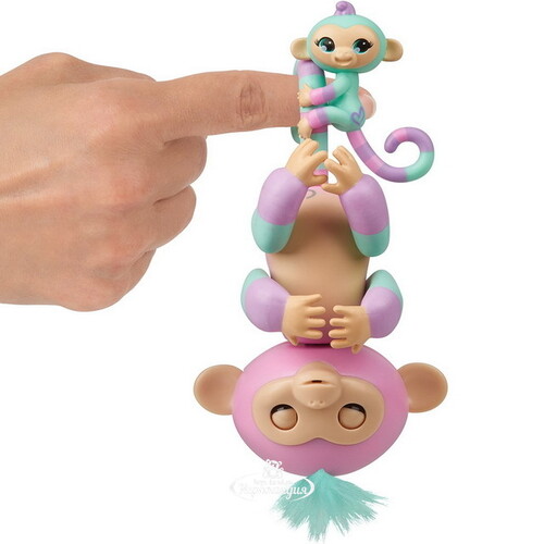 Интерактивная обезьянка Эшли с малышом Fingerlings Wowwee 12 см Fingerlings