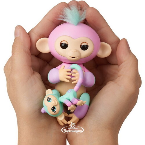 Интерактивная обезьянка Эшли с малышом Fingerlings Wowwee 12 см Fingerlings