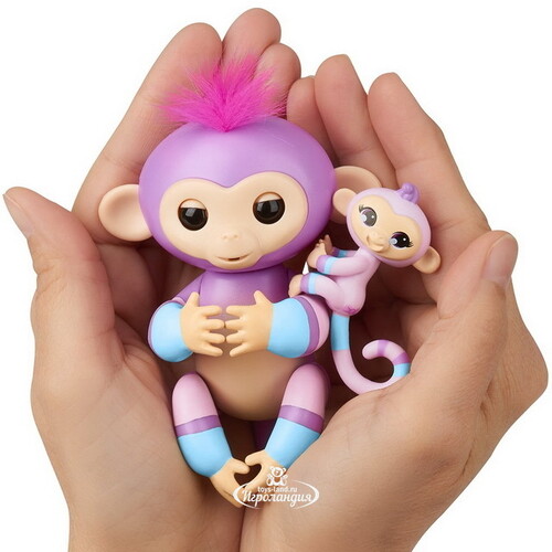 Интерактивная обезьянка Вайолет с малышом Fingerlings Wowwee 12 см Fingerlings