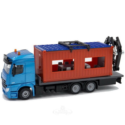 Модель грузовика Mercedes-Benz Actros со строительным контейнером 1:50, 17 см SIKU