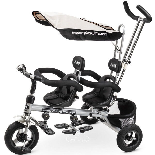 Трехколесный велосипед-коляска для двойни Small Rider Platinum ALT с тентом и ручкой Small Rider