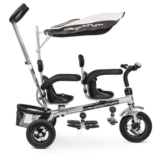 Трехколесный велосипед-коляска для двойни Small Rider Platinum ALT с тентом и ручкой Small Rider