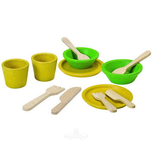 Набор игрушечной посуды Обед, 12 предметов, дерево Plan Toys