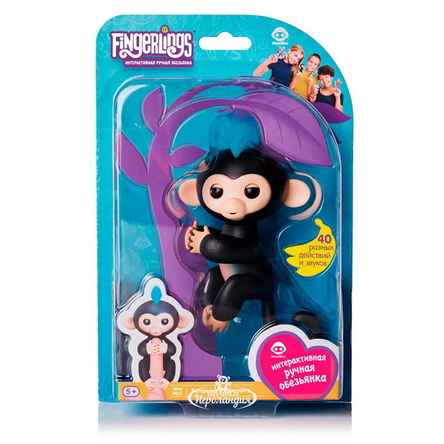 Интерактивная обезьянка Финн Fingerlings WowWee 12 см Fingerlings