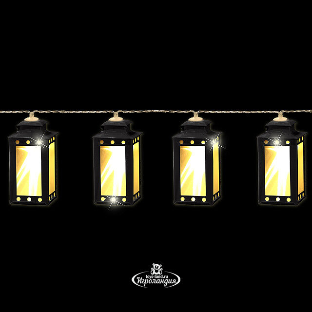 Светодиодная гирлянда на батарейках Фонарики Черные Ночи 8 теплых белых LED ламп 1.4 м, прозрачный ПВХ, IP20 Edelman