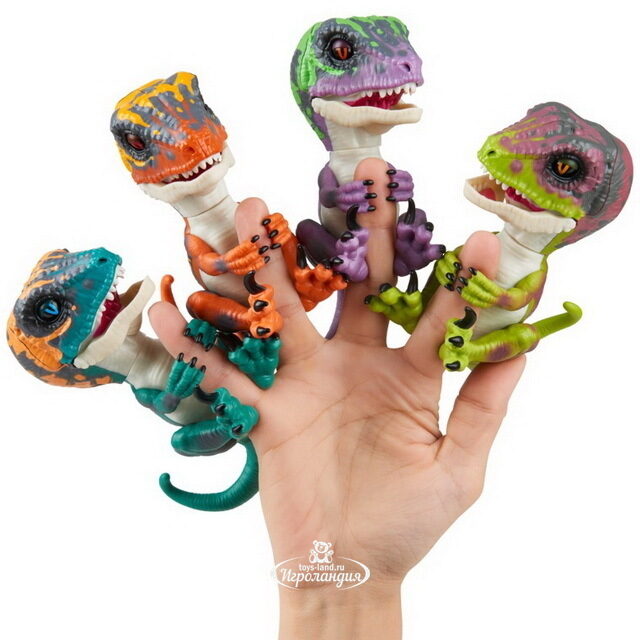 Интерактивный динозавр Рейзор Fingerlings WowWee 12 см фиолетовый с зеленым Fingerlings