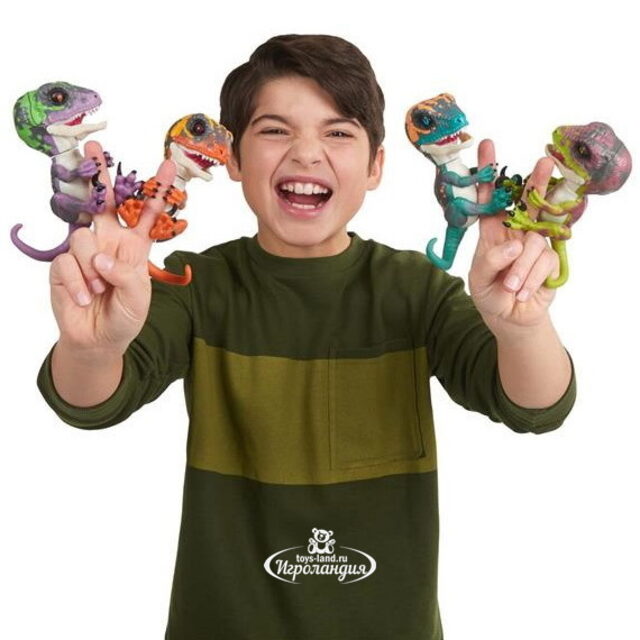 Интерактивный динозавр Рейзор Fingerlings WowWee 12 см фиолетовый с зеленым Fingerlings