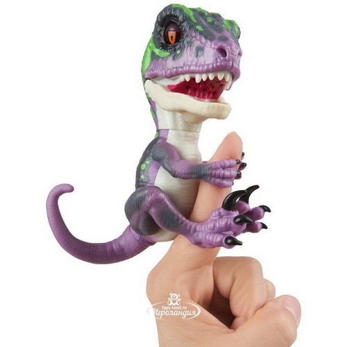 Интерактивный динозавр Рейзор Fingerlings WowWee 12 см фиолетовый с зеленым Fingerlings