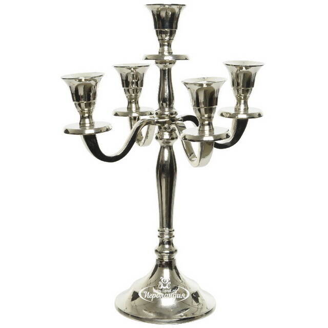 Канделябр Castel del Monte на 5 свечей, 30 см, серебряный Kaemingk