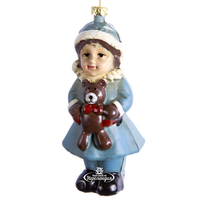 Елочная игрушка Девочка с плюшевым мишкой из Фростландии 12 см, пластик, подвеска Hogewoning