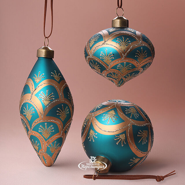 Набор стеклянных шаров Ispirazione - Рождественская роскошь 8-13 см, 3 шт Winter Deco