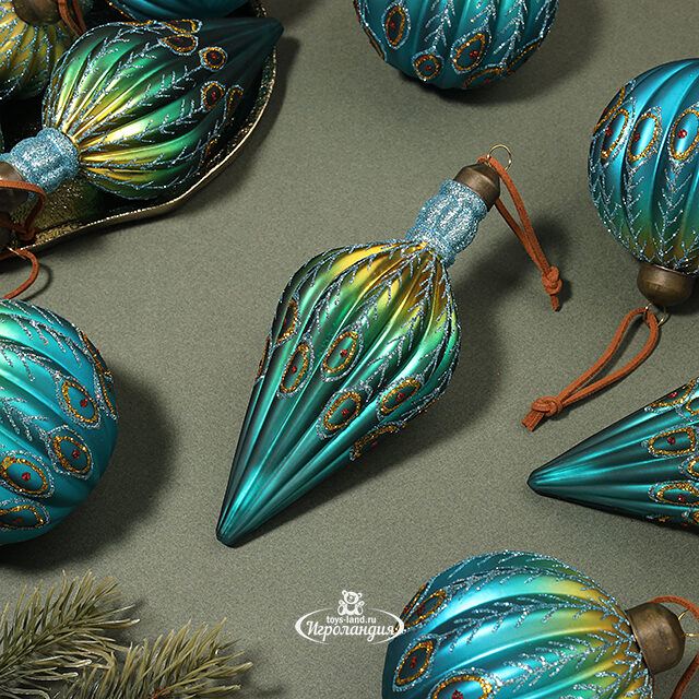 Набор стеклянных шаров Mare Azzurro - Изумрудный Шелк 8-12 см, 12 шт Winter Deco