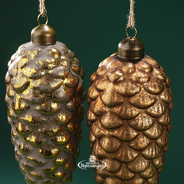 Набор стеклянных елочных игрушек Шишки Anacleto 16 см, 2 шт, подвеска Winter Deco