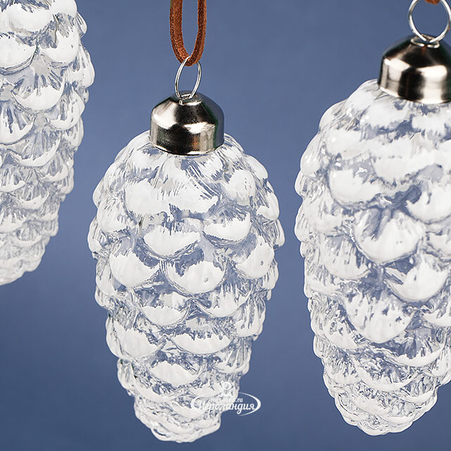 Набор стеклянных елочных игрушек Шишки Armando 11 см, 6 шт, подвеска Winter Deco