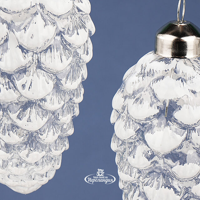 Набор стеклянных елочных игрушек Шишки Armando 11 см, 6 шт, подвеска Winter Deco