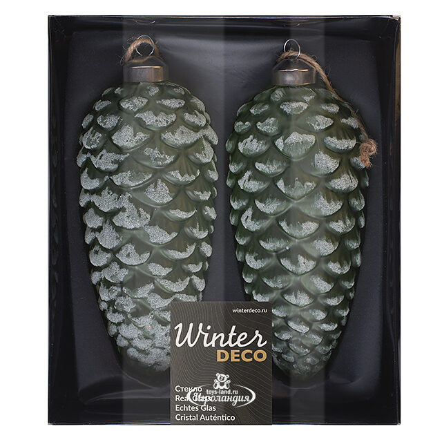 Набор стеклянных елочных игрушек Шишки Virgilio 17 см, 2 шт, подвеска Winter Deco