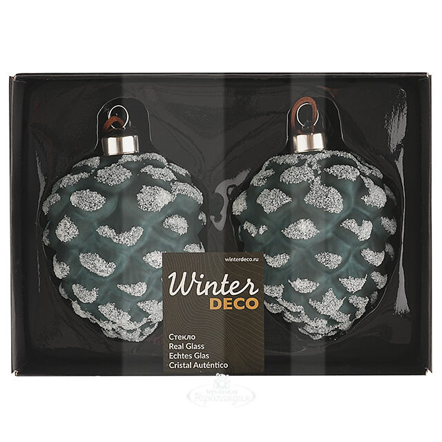 Набор стеклянных елочных игрушек Шишки Gennaro 10 см, 2 шт, подвеска Winter Deco