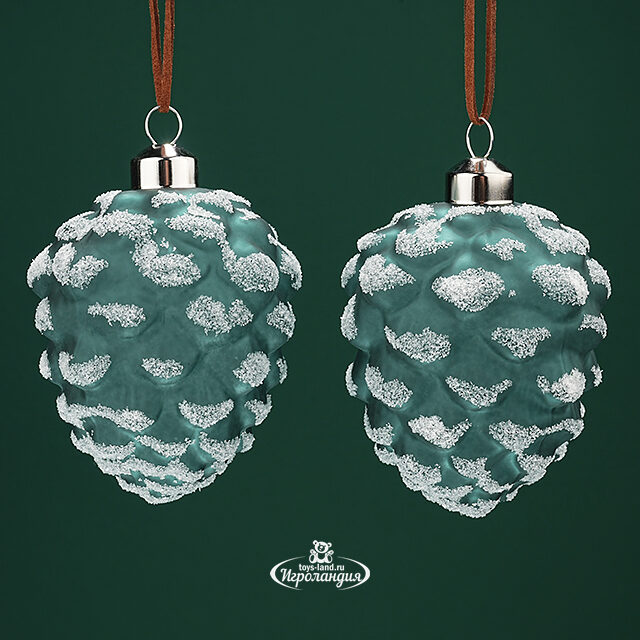 Набор стеклянных елочных игрушек Шишки Gennaro 10 см, 2 шт, подвеска Winter Deco