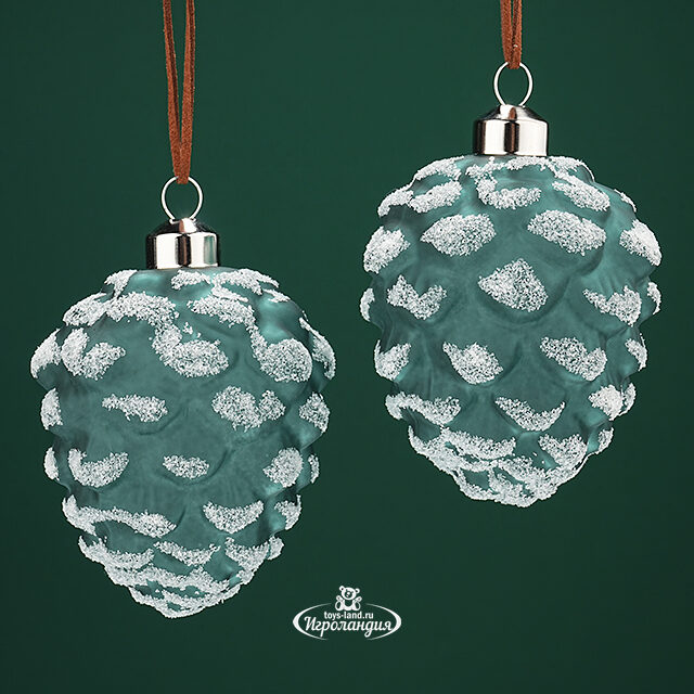 Набор стеклянных елочных игрушек Шишки Gennaro 10 см, 2 шт, подвеска Winter Deco