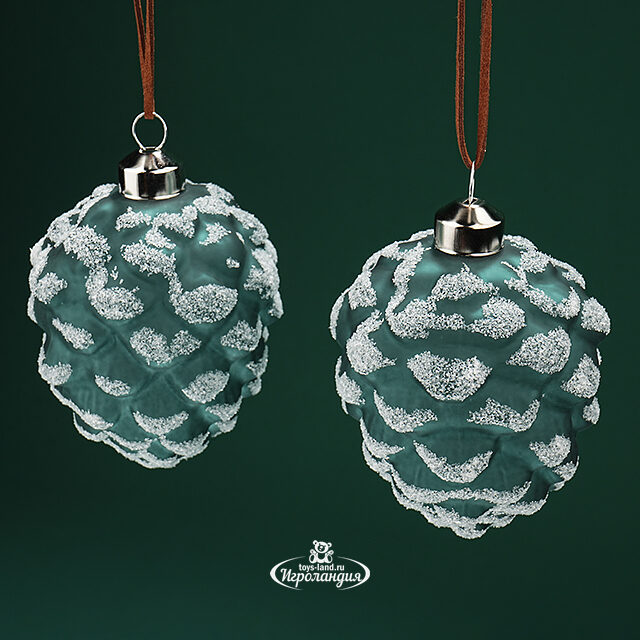 Набор стеклянных елочных игрушек Шишки Gennaro 10 см, 2 шт, подвеска Winter Deco