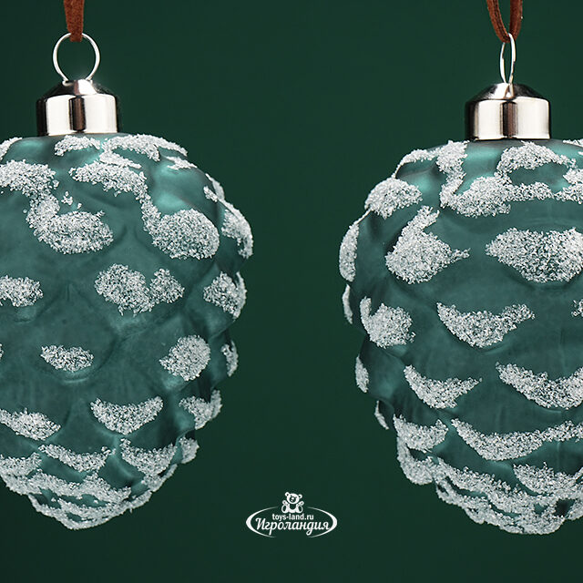 Набор стеклянных елочных игрушек Шишки Gennaro 10 см, 2 шт, подвеска Winter Deco