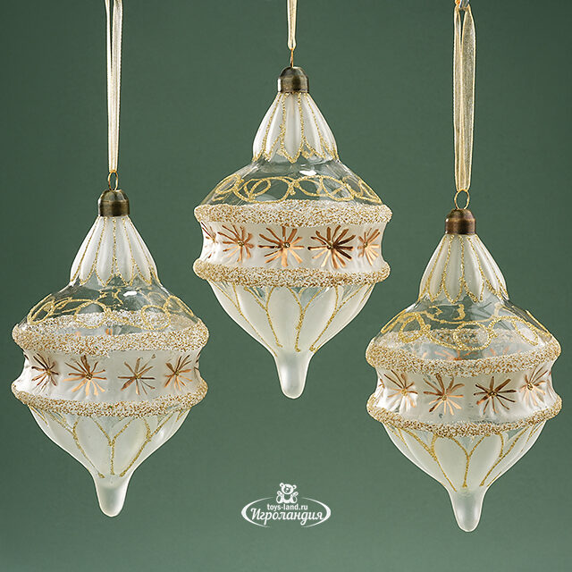 Набор стеклянных елочных игрушек Girolamo 15 см, 3 шт, подвеска Winter Deco