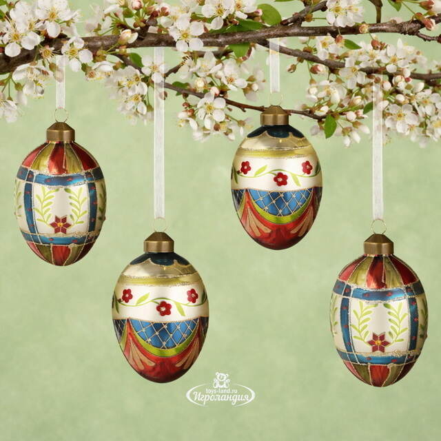Елочные игрушки Яйца Павоне-Канавезе 11 см, 4 шт, стекло Winter Deco