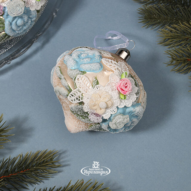Набор стеклянных елочных шаров Pisa - Кружевная Зима 10 см, 6 шт Winter Deco