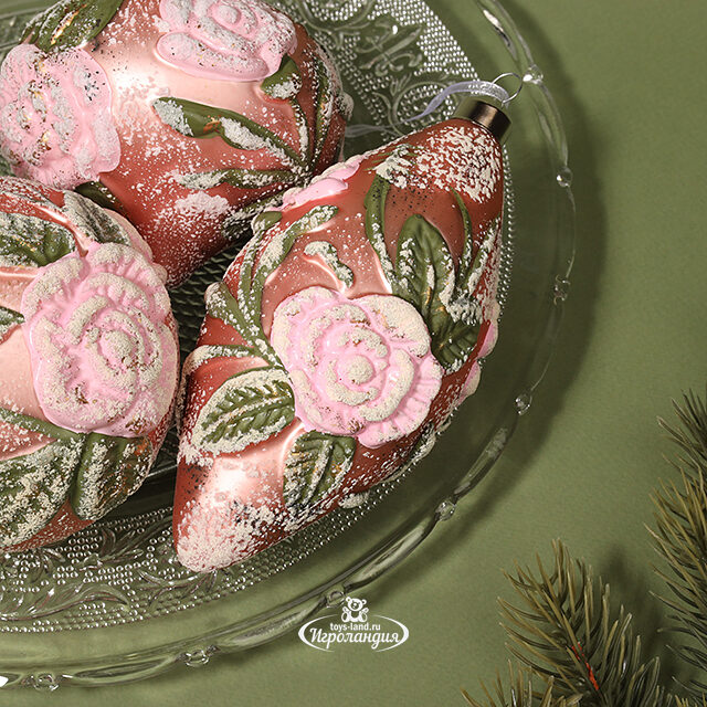 Набор стеклянных елочных шаров Pizzo - Caprino Bergamasco 10 см, 6 шт, подвеска Winter Deco