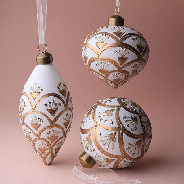 Набор стеклянных шаров Ispirazione - Зимнее Кружево 8-13 см, 3 шт Winter Deco