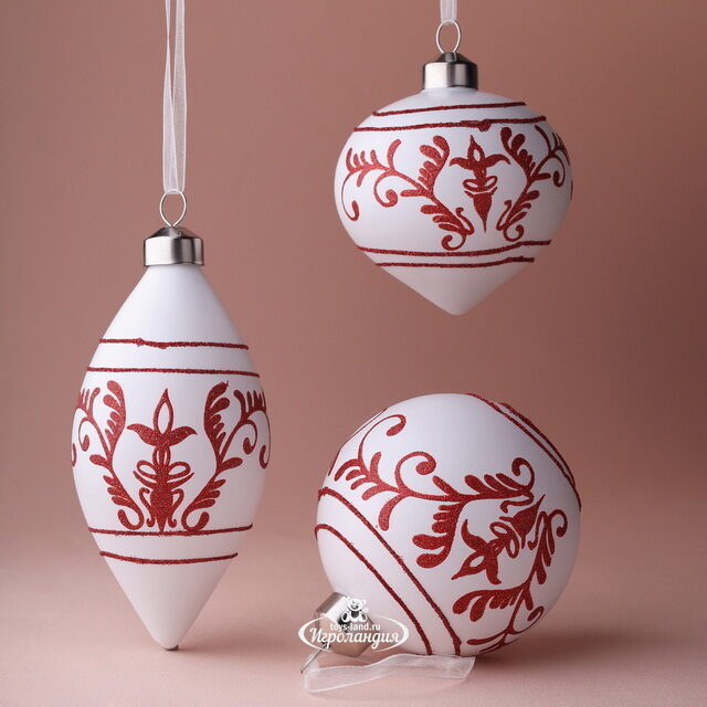 Набор стеклянных шаров Ispirazione - Новогоднее Кружево 8-13 см, 3 шт Winter Deco