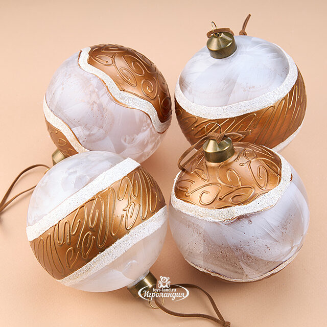 Набор стеклянных шаров Recoaro Terme 10 см, 4 шт Winter Deco