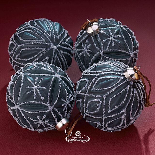 Набор стеклянных шаров Modello Smeraldo 10 см, 4 шт Winter Deco